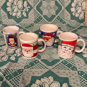 Vintage Santa Mug Collection - Red, Blue, Green